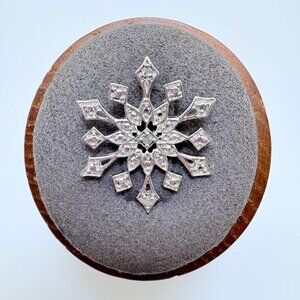 VTG Sterling Silver 925 Illusion Stone Snowflake Pendant Size 0.75" Length